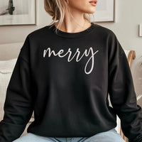 Minimalist Script Holiday Crewneck, Merry Christmas Sweatshirt, Festive Winter Aesthetic Pullover, Xmas Present for Women and Men