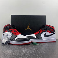 Mid Top Sneakers, White Black Red Colorway, Lace Up Design, Casual Gift for Sneaker Fans