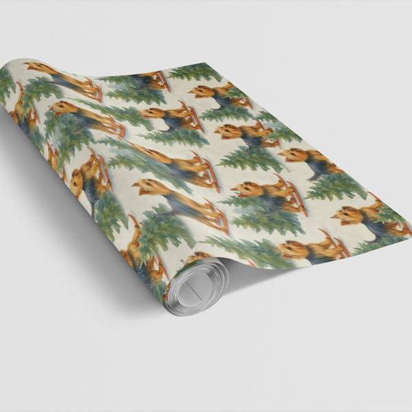 Adorable Yorkshire Terrier Gift Wrap, Skiing Yorkie Christmas Wrapping Paper, Holiday Dog Lover Wrapping Paper, Winter Pet Pr