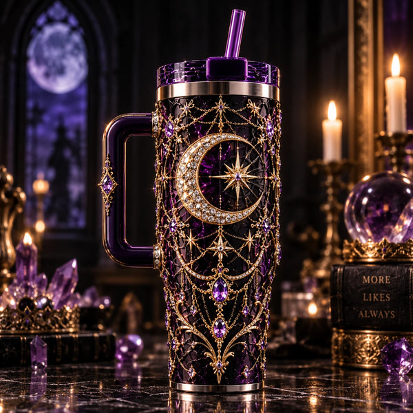 Lunar Ornament - Crescent, Star and Deep Violet Quiet - main