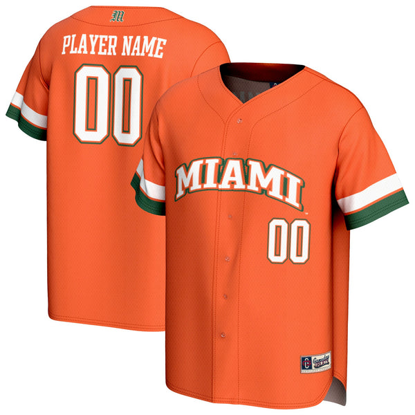 Miami Hurricanes Lightweight Collegiate Baseball NIL Pick-A-Player Fashion Jersey - Orange