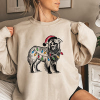 Aussie Santa Lights Sweatshirt, Australian Shepherd Christmas Sweatshirt, Adorable Shepherd Dog Holiday Sweater, Pet Lover Xmas Crewneck