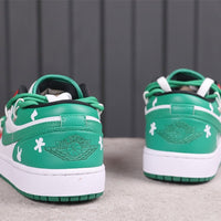 Low Top Sneakers, White Green Colorway, Lace Up Design, Casual Gift for Sneaker Fans