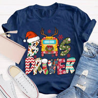 Santa Hat Snowflakes Bus Tee, Bus Driver Christmas T-Shirt, Humorous School Bus Driver Holiday Shirt, Winter Transportation Present