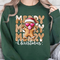 Retro Holiday Cookie Graphic Crewneck, Gingerbread Man Christmas Sweatshirt, Adorable Merry Xmas Pullover, Festive Winter Holiday Apparel