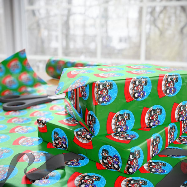 Colorful Stocking Gift Wrap, Gothic Skull Christmas Wrapping Paper, Spooky Xmas Present Wrap, Dark Holiday Gift Wrap, Punk Gi