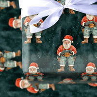Blue Collar DIY Santa Gift Wrap, Handyman Santa Wrapping Paper, Tool Belt Carpenter Christmas Wrapping Paper, Builder Holiday Present Paper