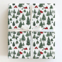 Rustic Country Christmas Gift Wrap, Red Barn Winter Forest Wrapping Paper, Snowy Cabin Farmhouse Wrapping Paper, Holiday Present Present Decor