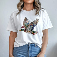 Sparkling Rhinestone Duck Shirt, Mallard Duck Christmas T-Shirt, Festive Hunter T-Shirt, Holiday Wildlife Graphic Tee, Xmas Present for Hunters