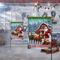 Santa Cows Red Barn Flag, Christmas Farm Garden Flag, Farmhouse Christmas Yard Flag, Winter Holiday Outdoor Flag Decor