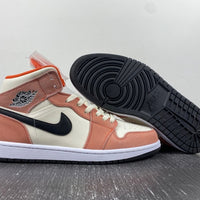 Mid Top Sneakers, White Black Pink Orange Colorway, Suede Footwear, Lace Up Design, Casual Gift for Sneaker Fans