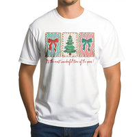 Retro Christmas Tree Bow Tee, Most Wonderful Time of the Year T-Shirt, Vintage Holiday Graphic Shirt, Adorable Xmas Tree T-Shirt, Holiday Present