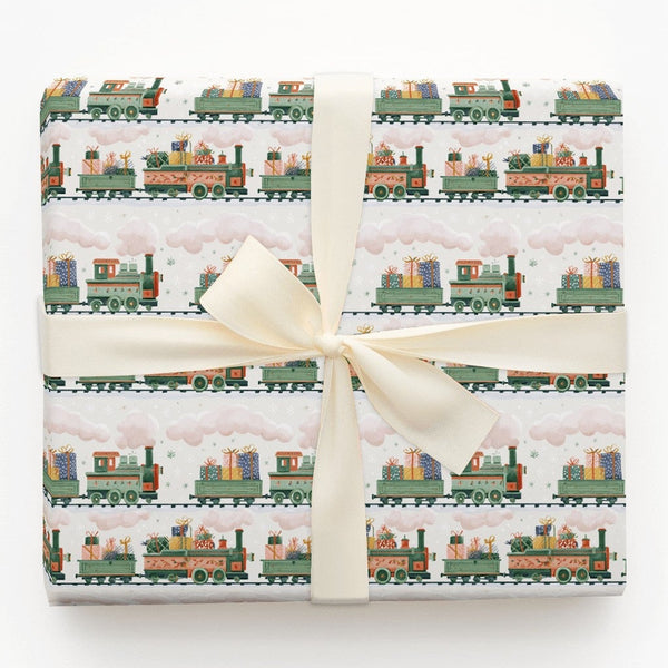 Steam Engine Holiday Gift Wrap, Vintage Christmas Train Wrapping Paper, Nostalgic Toy Train Wrapping Paper, Festive Kids Gift
