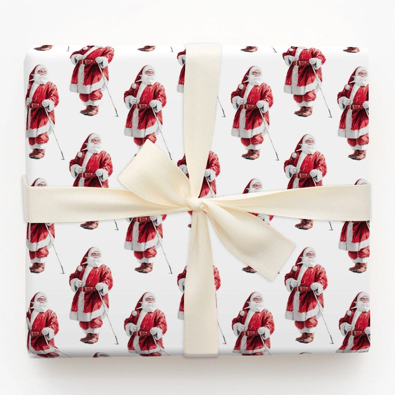 Golfer Santa Claus Gift Wrap, Golfing Santa Christmas Wrapping Paper, Sports Fan Holiday Wrapping Paper Roll, Humorous Xmas Gift Wrap