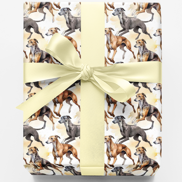 Watercolor Dog Breed Gift Wrap, Greyhound Gift Wrapping Paper, Elegant Pet Wrapping Paper, Birthday Christmas Present Wrap