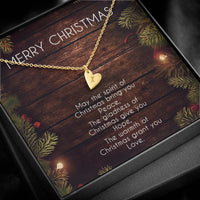 Hand Stamped Letter Charm Necklace, Personalized Heart Initial Necklace, 18k Gold Finish Pendant Necklace, Christmas Present for Her