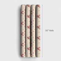 Pink Pointe Shoes Christmas Gift Wrap, Ballet Slipper Wrapping Paper, Dancer Snowflake Wrapping Paper, Ballerina Holiday Gift Wrap Roll
