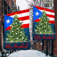 Christmas Tree Yard Flag, Puerto Rico Feliz Navidad Garden Flag, Double Sided Boricua Holiday Lawn Flag, Puerto Rican Xmas Yard Decor