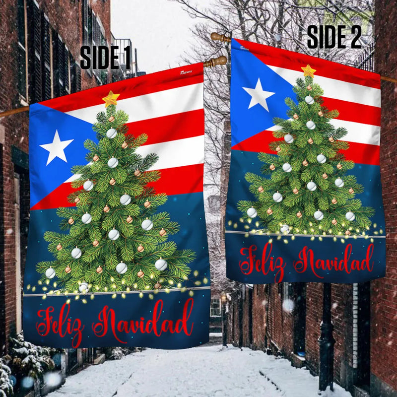 Christmas Tree Yard Flag, Puerto Rico Feliz Navidad Garden Flag, Double Sided Boricua Holiday Lawn Flag, Puerto Rican Xmas Yard Decor