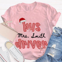 Personalized School Bus Driver Holiday Shirt, Custom Bus Driver Santa Hat Christmas T-Shirt, Christmas Bus Driver Tee, Holiday Present