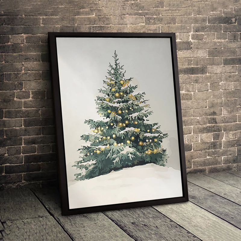 Lit Winter Forest Evergreen Print, Snowy Christmas Tree Canvas Art, Festive Holiday Pine Wall Decor, Comfy Seasonal Christmas Canvas Present