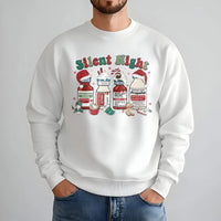 Humorous Healthcare Holiday Crewneck, Silent Night Nurse Christmas Sweatshirt, Medical RN Xmas Graphic Pullover, Hospital Nurse Sweatshirt Present