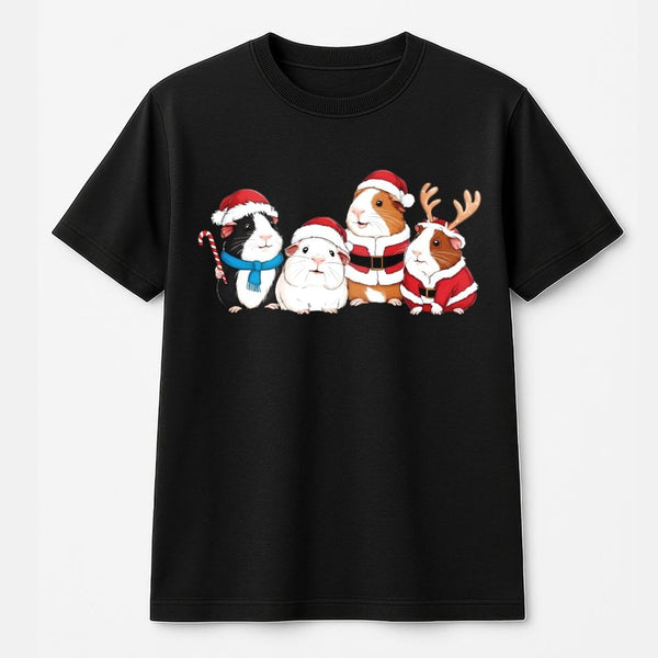 Santa Guinea Pig Shirt, Guinea Pig Christmas T-Shirt, Adorable Holiday Pet Graphic Tee, Humorous Xmas Guinea Pig T-Shirt, Ani