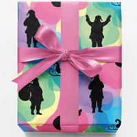 Christmas Holiday Gift Wrap Roll, Santa Silhouette Wrapping Paper, Festive Xmas Wrapping Paper, Family Holiday Present Wrap