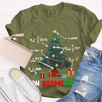 Humorous Geometry Holiday Tree Tee, Oh Geometree Math Teacher Christmas Shirt, Math Lover Xmas T-Shirt, Christmas Educator Shirt
