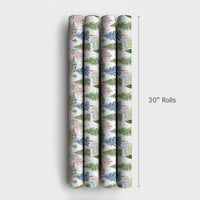 Christmas Town Gift Wrap, Watercolor Winter Village Wrapping Paper, Snowy Cottage Wrapping Paper Roll, Festive Holiday Present Supplies