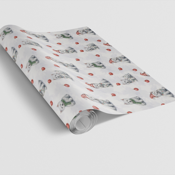 West Highland Terrier Gift Wrap, Westie Christmas Wrapping Paper, Festive Westie Wrapping Paper, Adorable Westie Holiday Gift