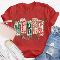 Retro Festive Holiday T-Shirt, Merry Christmas Colorful Square Font Shirt, Merry Xmas Graphic Tee, Holiday Season Family Party Outfit