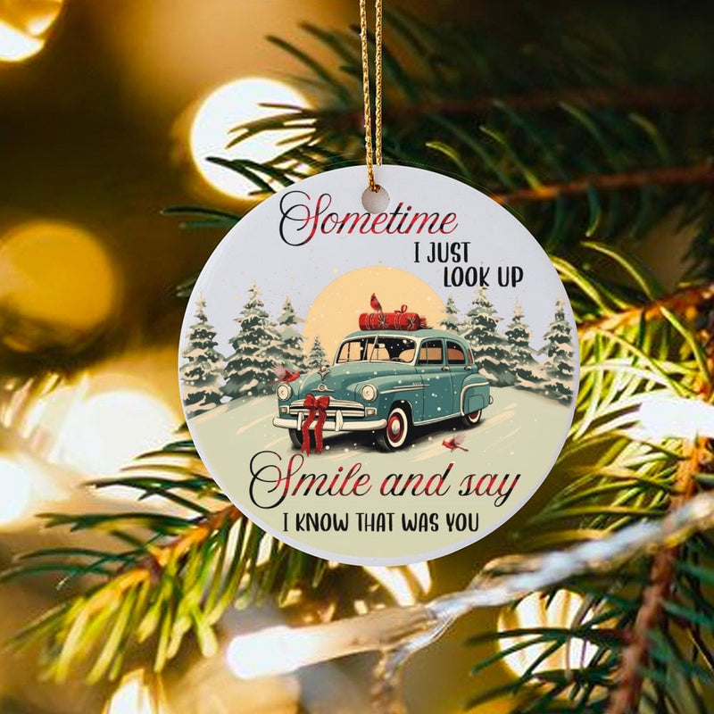Memorial Cardinal Christmas Ornament, Sometime I Just Look up Cardinal Ceramic Ornament, Sympathy Tree Ornament, Loss of Loved One Present