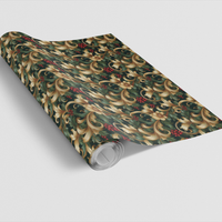 Luxury Botanical Christmas Gift Wrap, Baroque Evergreen Wrapping Paper, Ornate Gold Scroll Wrapping Paper, Elegant Holiday Wrapping Paper