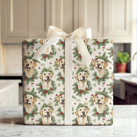 Watercolor Dog Gift Wrap, Yellow Labrador Wrapping Paper, Christmas Lab Wrapping Paper, Holiday Dog Lover Gift Wrap, Festive Labrador Paper