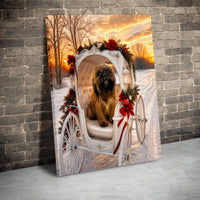 Holiday Dog Carriage Print, Brussels Griffon Christmas Carriage Digital Wall Art, Fairy Tale Dog Lover Poster, Printable Xmas Decor