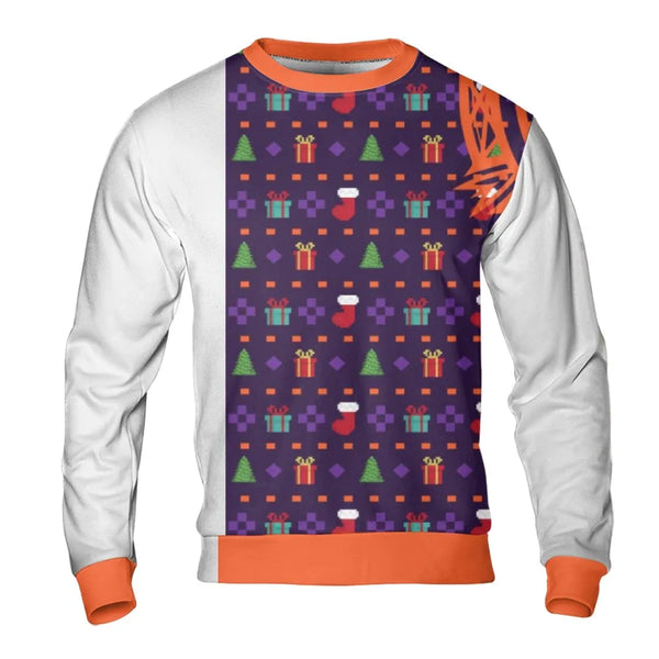 Retro 8-Bit Holiday Sweater, Pixel Art Ugly Christmas Sweatshirt, Festive Pixel Pattern Sweatshirt, Xmas Crewneck, Winter Pul