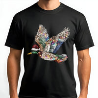 Sparkling Rhinestone Duck Shirt, Mallard Duck Christmas T-Shirt, Festive Hunter T-Shirt, Holiday Wildlife Graphic Tee, Xmas Present for Hunters