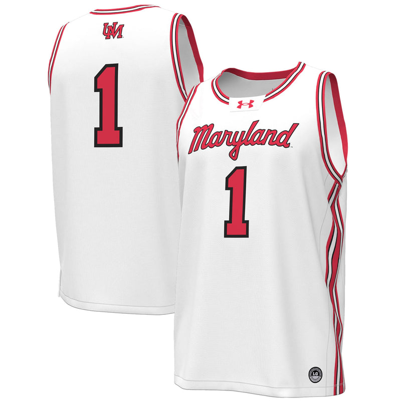 #1 White Maryland Terrapins Throwback Replica Basketball Jersey