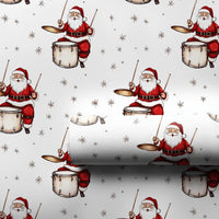Vintage Drummer Christmas Gift Wrap, Drumming Santa Wrapping Paper, Musician Holiday Wrapping Paper, Music Lover Xmas Gift Wrap Roll