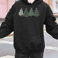 Minimalist Pine Trees Holiday Sweatshirt, Christmas Tree Hoodie, Festive Winter Hooded Pullover, Adorable Christmas Hoodie Present for Her Him