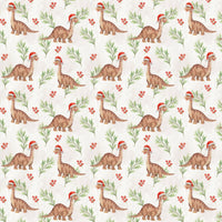 Santa Hat Dino Gift Wrap, Brontosaurus Dinosaur Christmas Wrapping Paper, Adorable Dinosaur Holiday Wrapping Paper, Kids Xmas Gift Wrap Roll