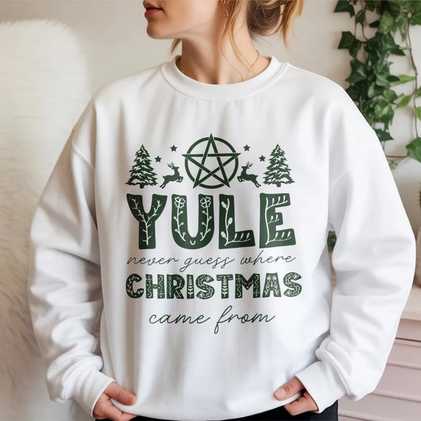 Pagan Christmas History Crewneck, Yule Winter Solstice Sweatshirt, Witchy Solstice Season Pullover, Occult Holiday Magic Swea