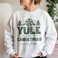 Pagan Christmas History Crewneck, Yule Winter Solstice Sweatshirt, Witchy Solstice Season Pullover, Occult Holiday Magic Sweater