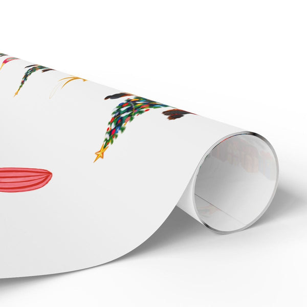 Festive Holiday Tree Gift Wrap, Black Girl Christmas Wrapping Paper, African American Xmas Wrapping Paper, Adorable Holiday W