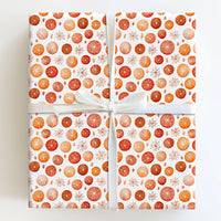 Watercolor Snowflake Wrapping Paper, Dried Orange Wrapping Paper, Rustic Holiday Wrapping Paper, Christmas Gift Wrap Roll
