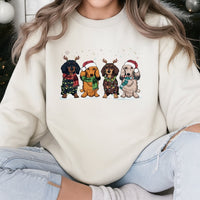 Adorable Festive Dog Holiday Sweater, Dachshund Christmas Sweatshirt, Wiener Dog Xmas Crewneck, Dachshund Lover Sweatshirt, Dog Mom Holiday Present