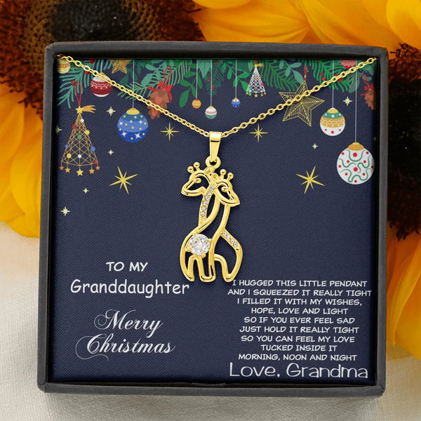 Adorable Giraffe Animal Pendant, Giraffe Necklace for Granddaughter, Sparkling Cubic Zirconia Giraffe Necklace, Christmas Pre