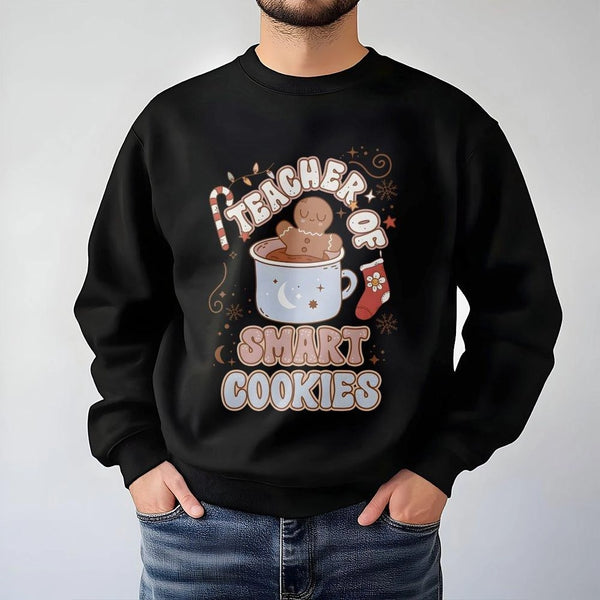 Gingerbread Christmas Sweater, Teacher of Smart Cookies Sweatshirt, Adorable Teacher Holiday Crewneck, Festive School Graphic