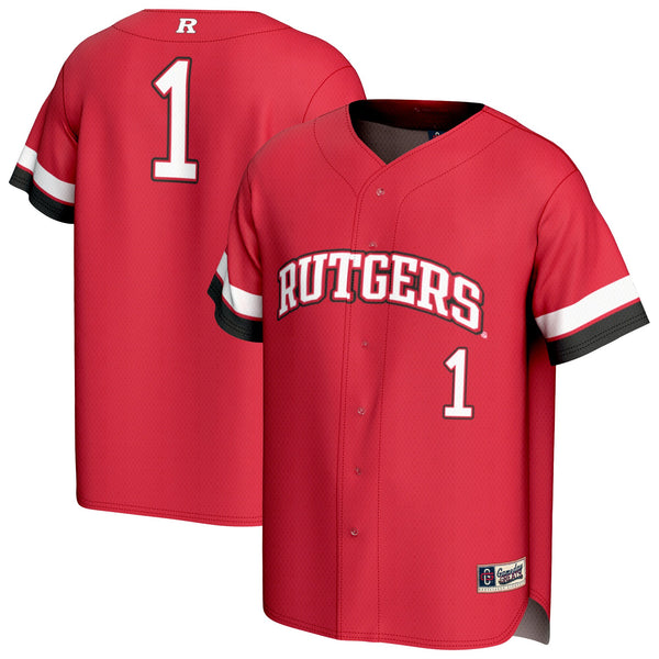 #1 Rutgers Scarlet Knights Lightweight Collegiate Baseball Fashion Jersey - Scarlet